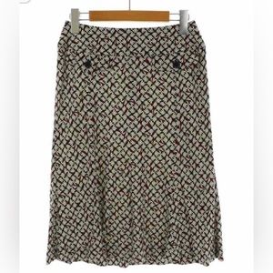 BURBERRY LONDON Flare Skirt Knee Length All Over Pattern 36 Black White small